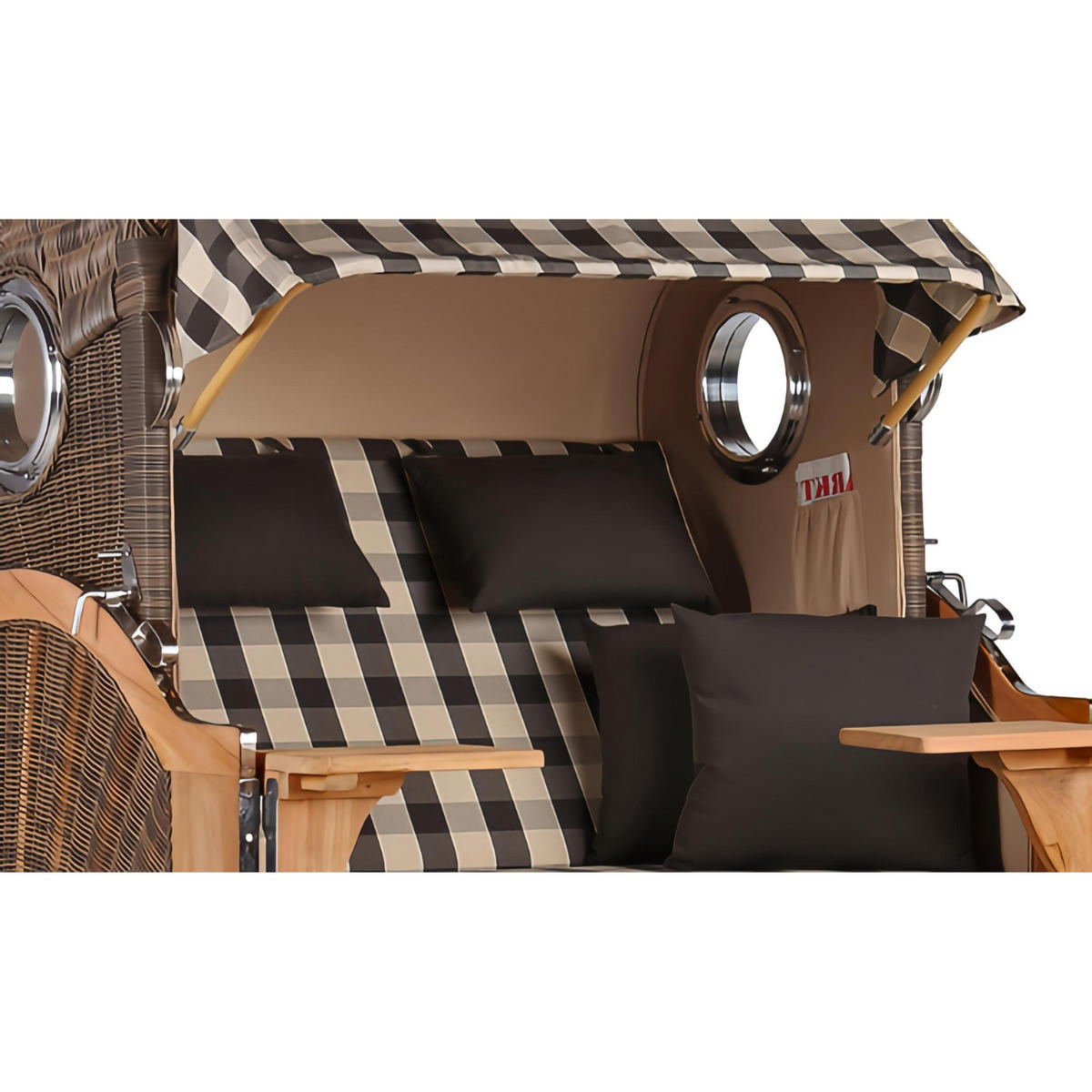 STRANDKORB Düne 2 Sitzer Teak PE Grey - Braun/Grau, Holz/Metall (125/170/80cm) - Mr. Deko