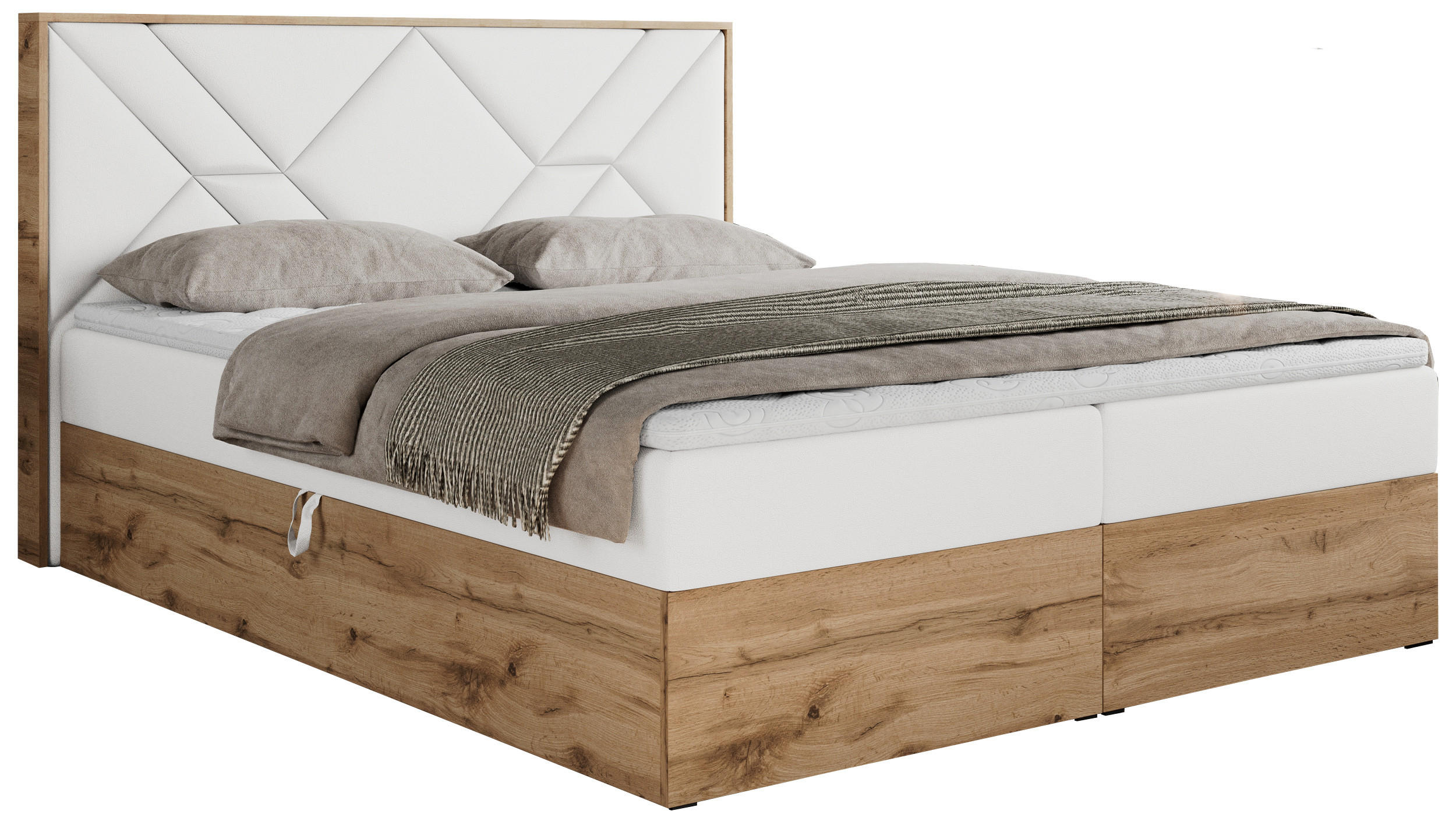 BOXBETT GUNAR - 120/200 Weiß Kunstleder - H3 - Weiß, Holz/Textil (120/200cm) - MKS