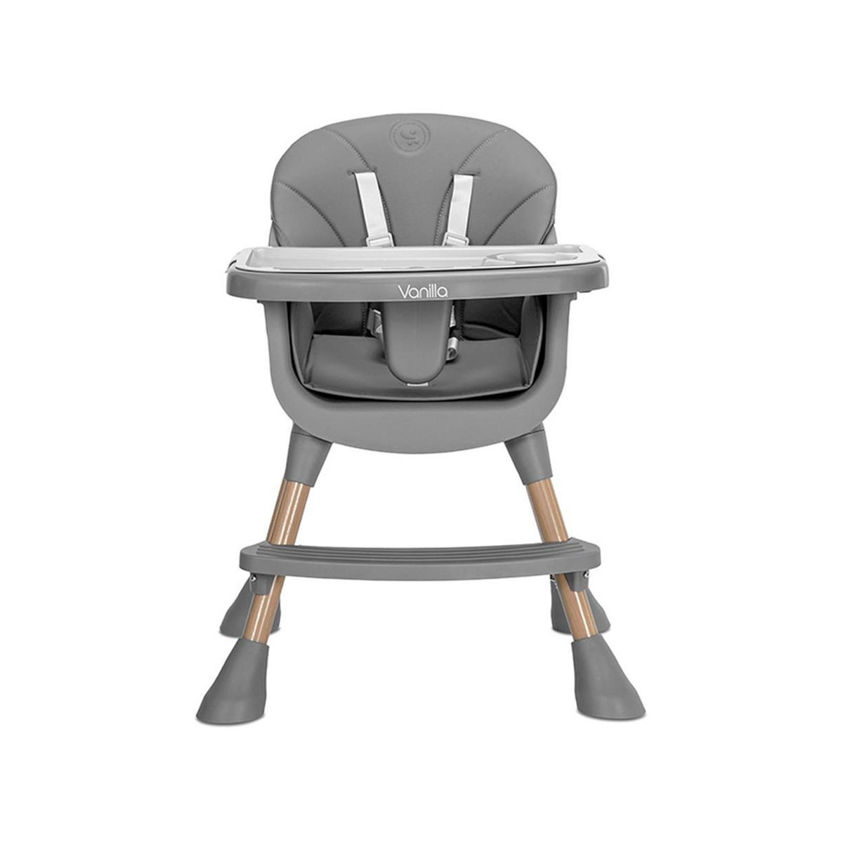 HOCHSTUHL Vanilla 3 in 1 grau Kinderstuhl, Tablett, Fußstütze, Gurt - Grau, Kunststoff (66/94/60cm) - Lorelli