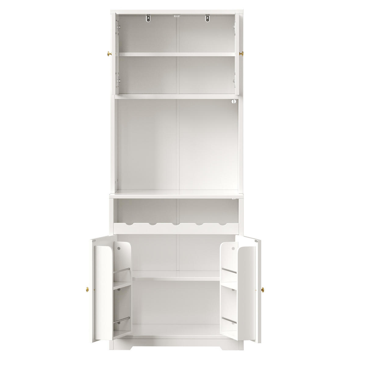 HOCHBUFFETSCHRANK 180cm RGB LED App Glastüren Weinregal Weiß - Weiß, Metall (70/180/38.3cm) - FLIEKS