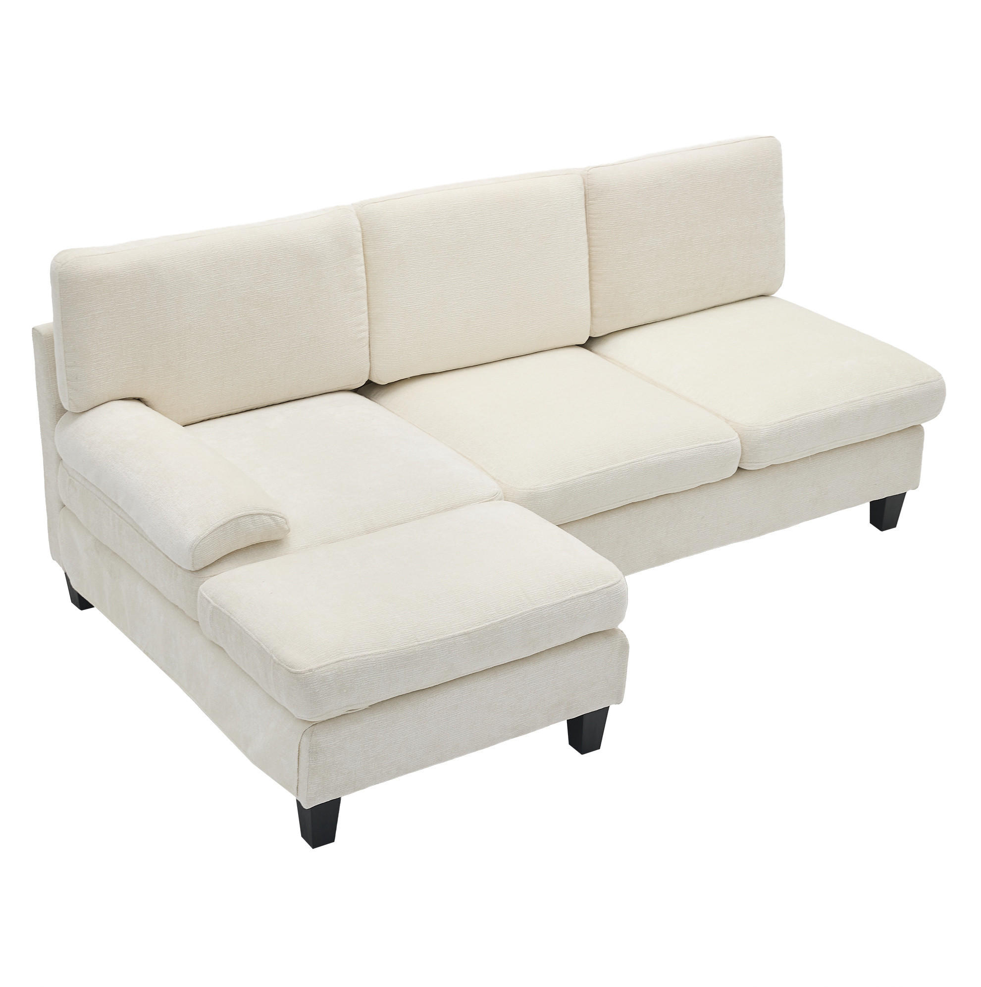 ECKSOFA L-Form, Stoff mit bequemer Polsterung, 194/118/81 cm, Beige - Beige, Textil (118/194cm) - Redom