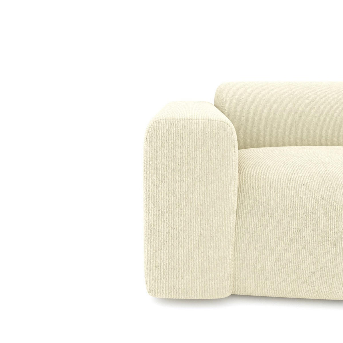 SESSEL Gerippter Samt Creme 130cm - Creme, Textil (130/67/97cm) - Sia Home