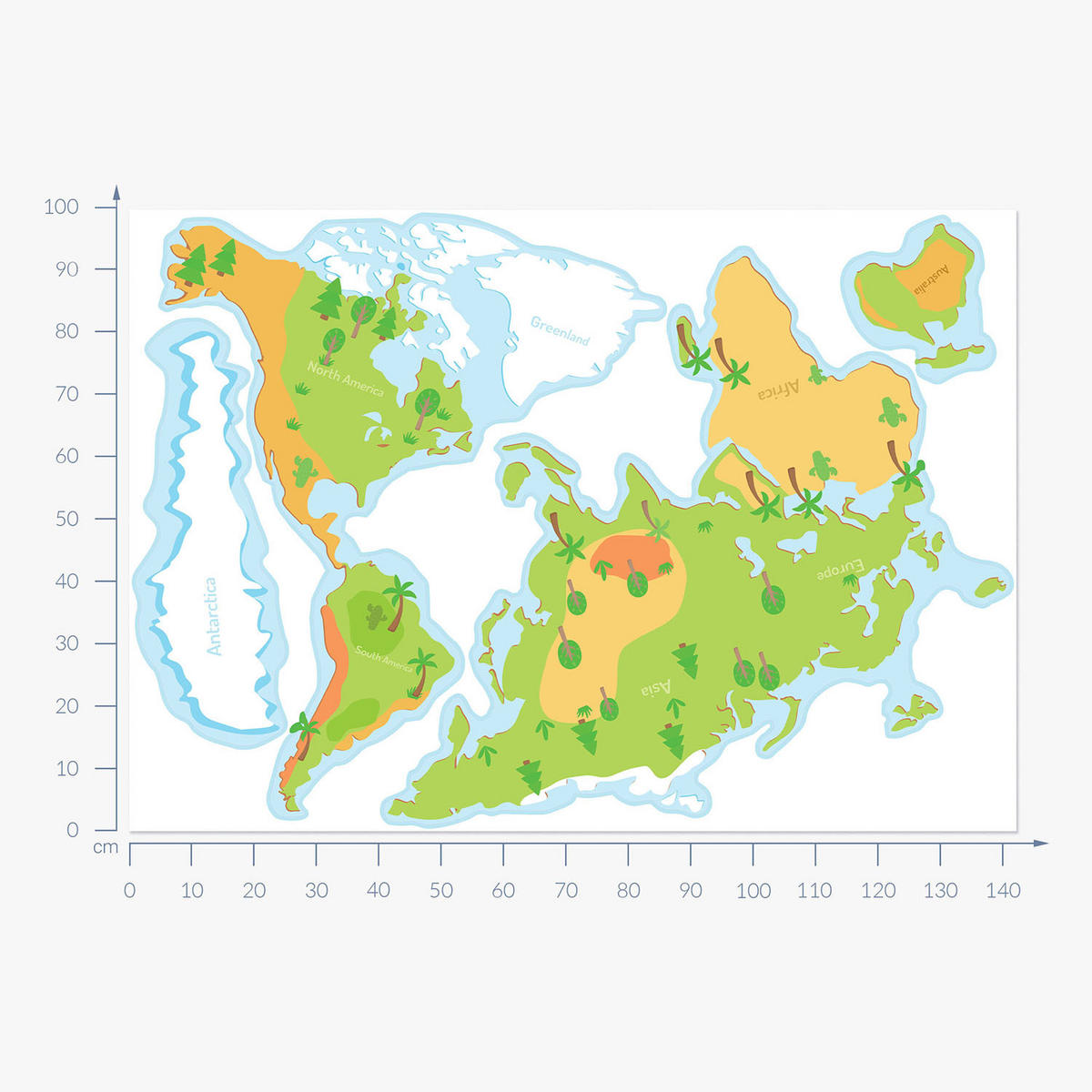 WANDAUFKLEBER 100x143cm - Weltkarte - Multicolor, Kunststoff (100/143/0.1cm) - Wallfluent