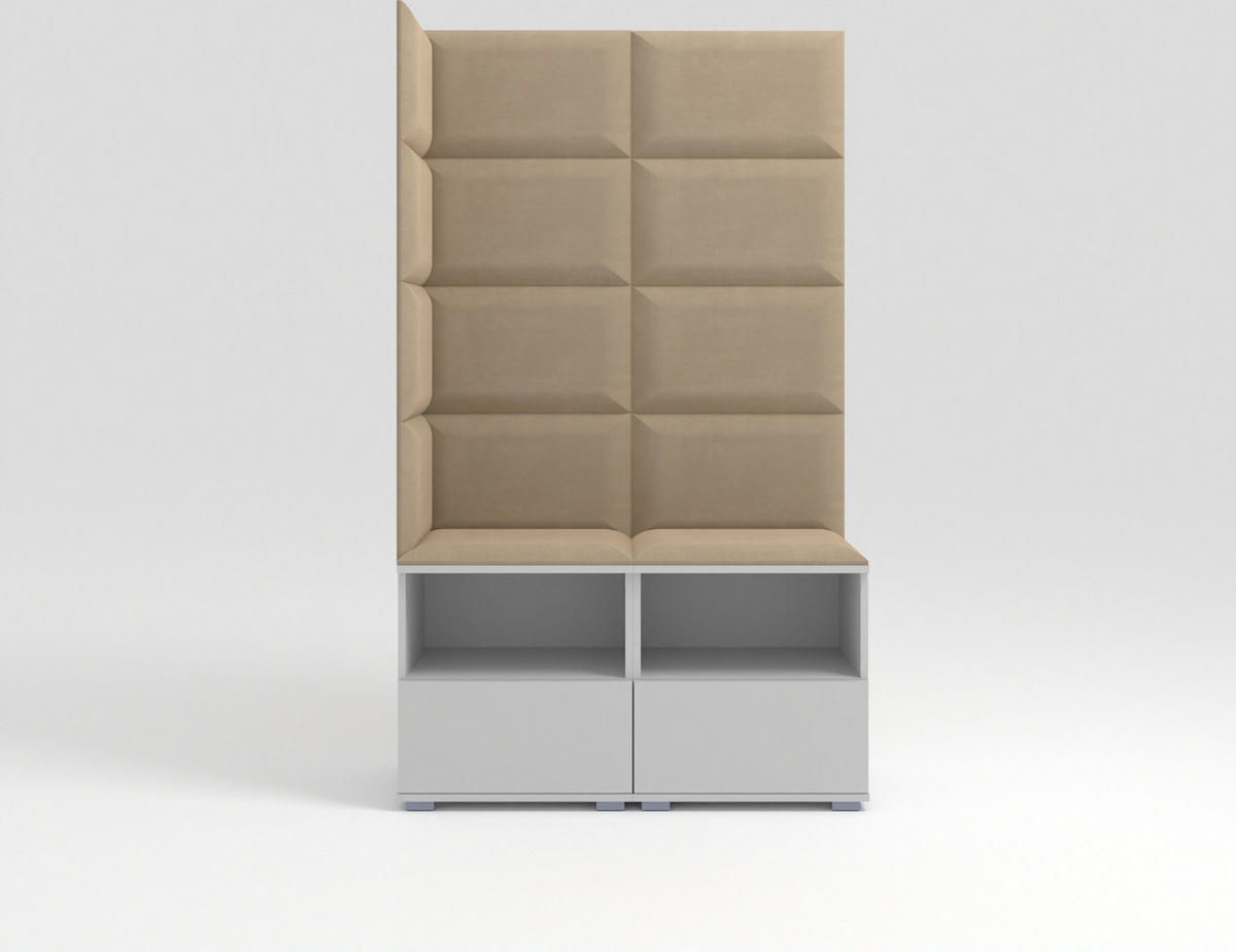 GARDEROBEN-SET Nela V mit gepolsterten Paneelen 100/174/40 - Beige/Silberfarben, Holzwerkstoff/Kunststoff (100/174/40cm)