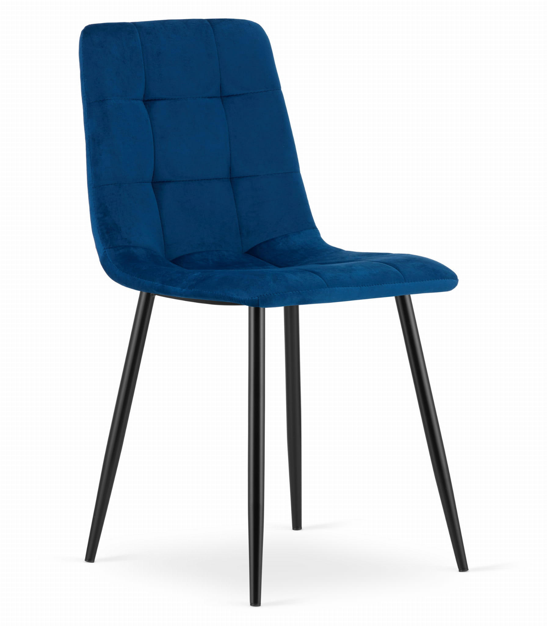 STUHL CETARA 1 Stück, Blau, mit Samtstoff gepolstert - Blau, Textil/Metall (45/87/51cm) - Komodee