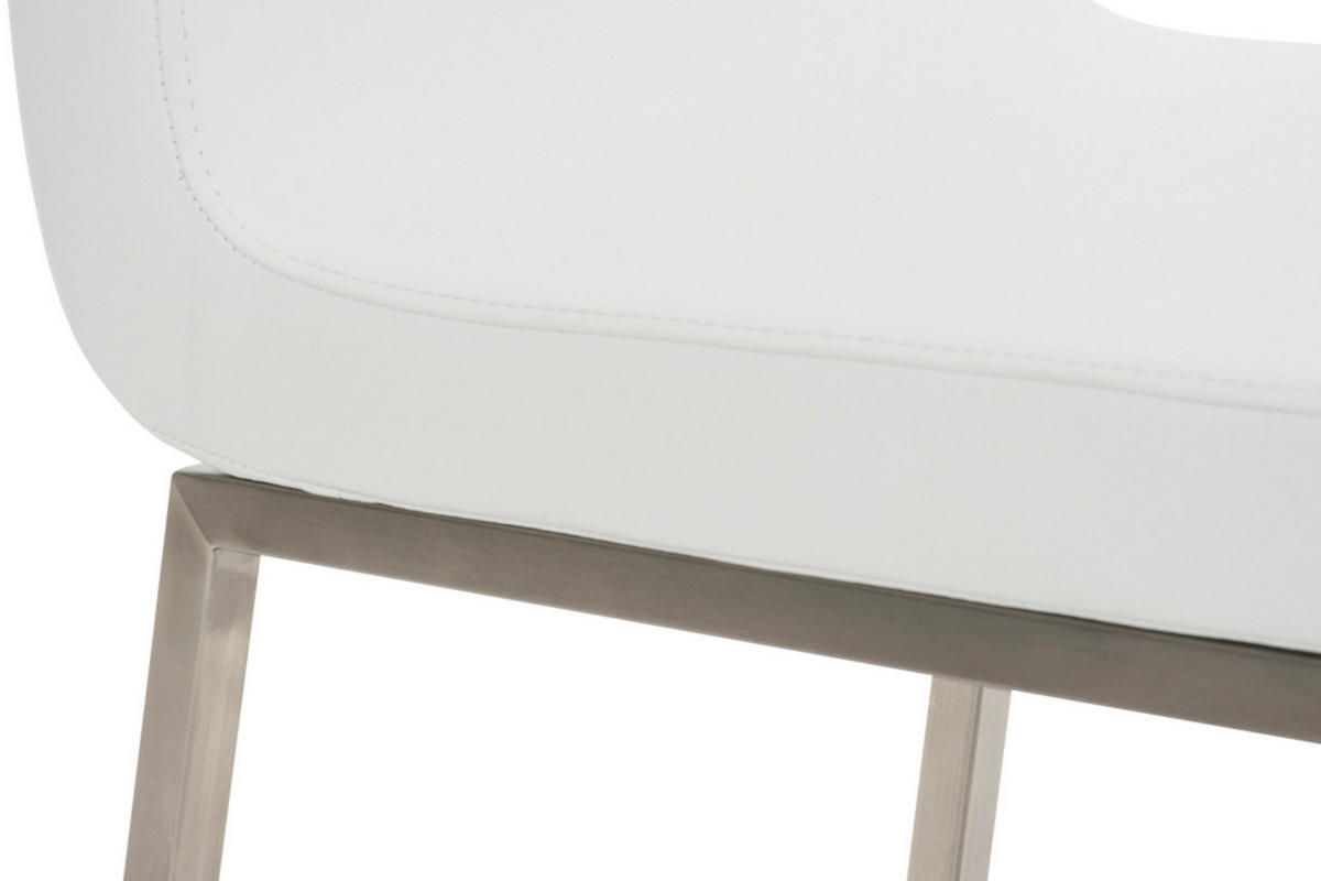 STUHL 2er Set Lederlook weiß - Edelstahlfarben/Weiß, Textil/Metall (40/88/50cm) - CLP