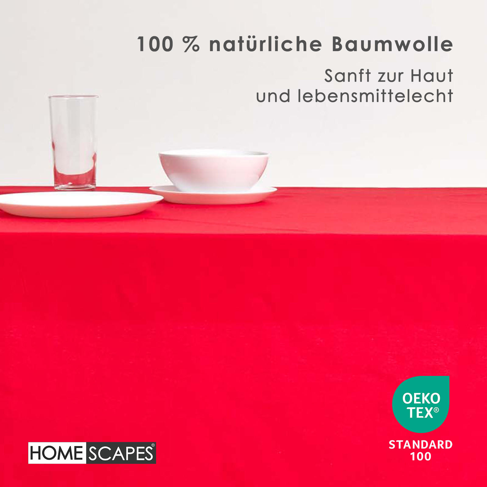 TISCHDECKE rot 137/178 cm, 100% Baumwolle - Rot, Textil (137/178cm) - Homescapes