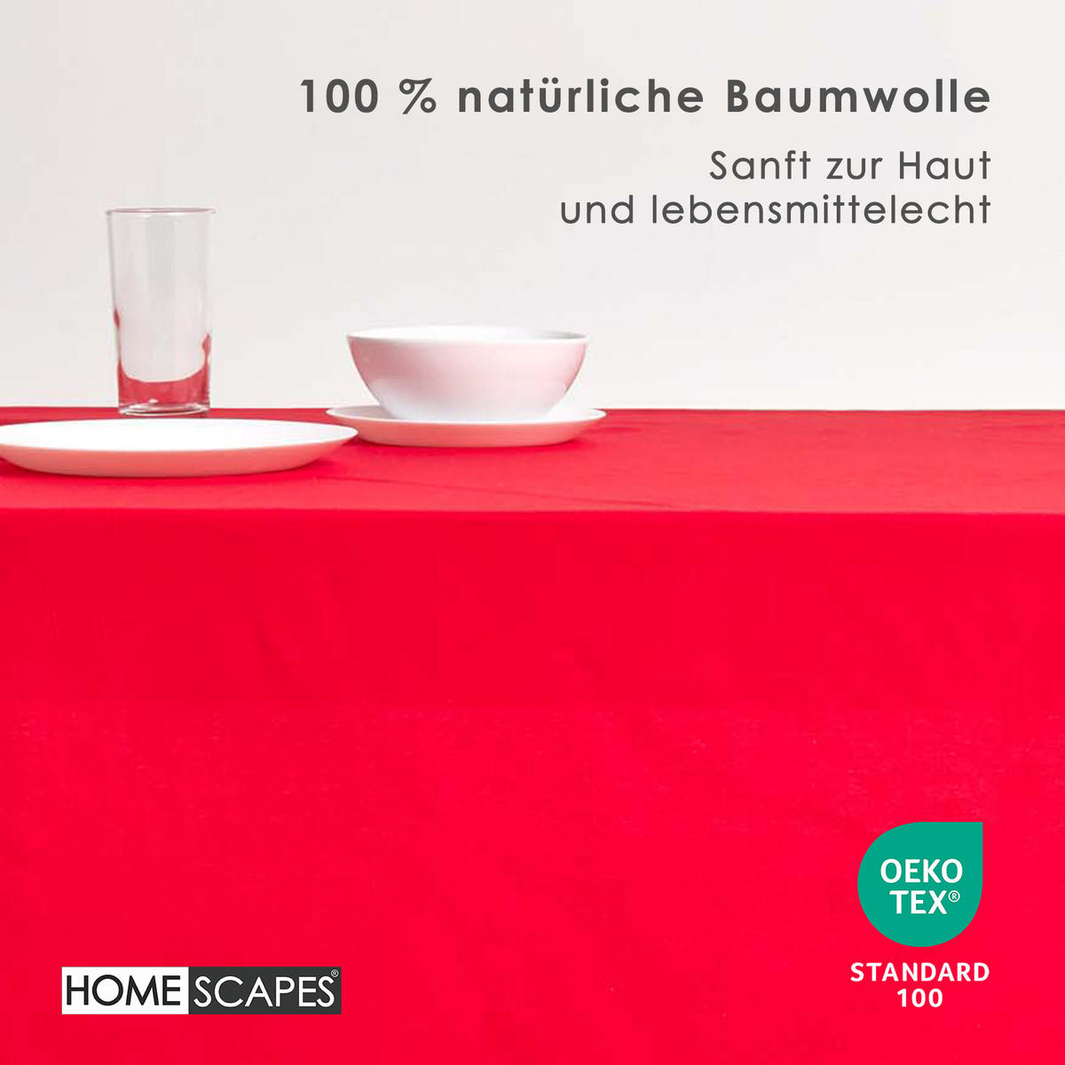 TISCHDECKE rot 137/178 cm, 100% Baumwolle - Rot, Textil (137/178cm) - Homescapes