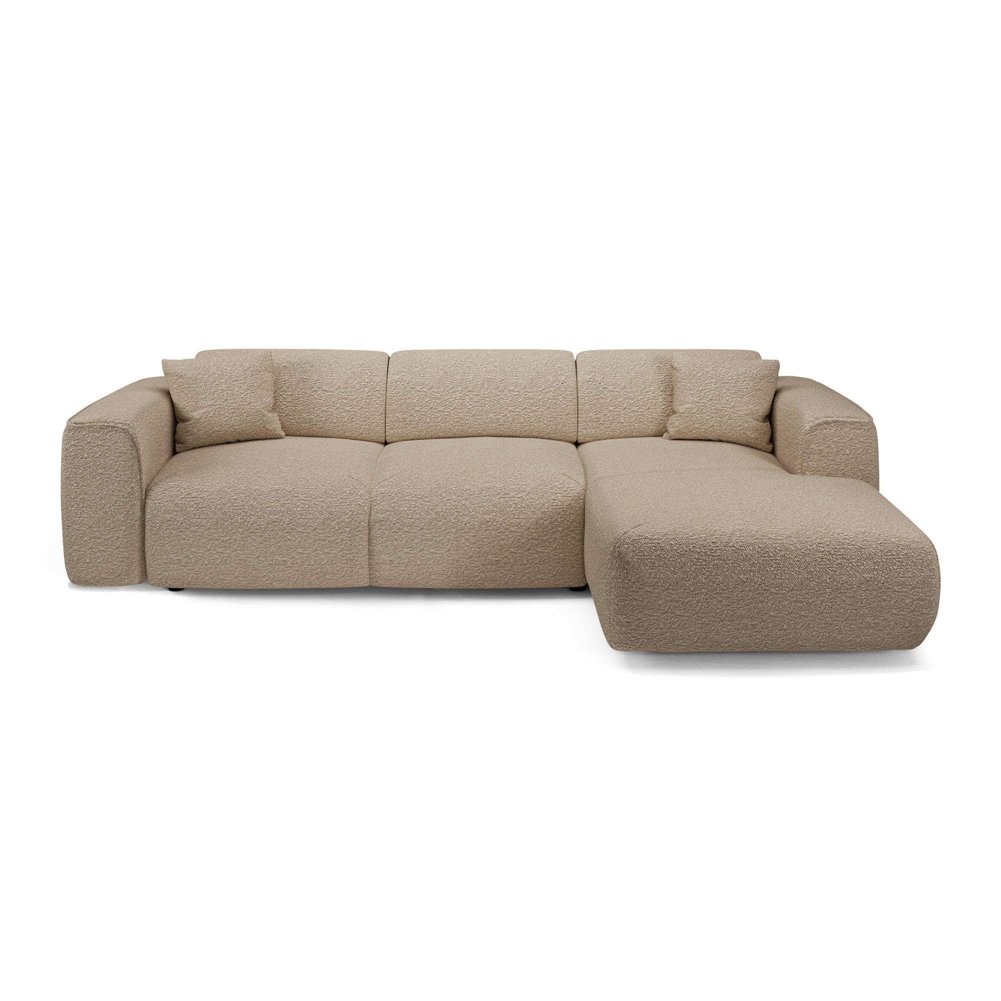 ECKSCHLAFSOFA Bouclé-Stoff Taupe 283cm - Taupe, Textil (283/180cm) - Sia Home