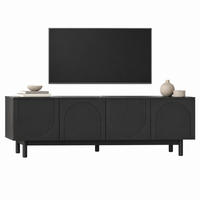 TV-SCHRANK mit 4 Türen 175 x 38 x 56 cm MDF Schwarz - Schwarz, Holzwerkstoff (38/56/175cm) - Beauniv