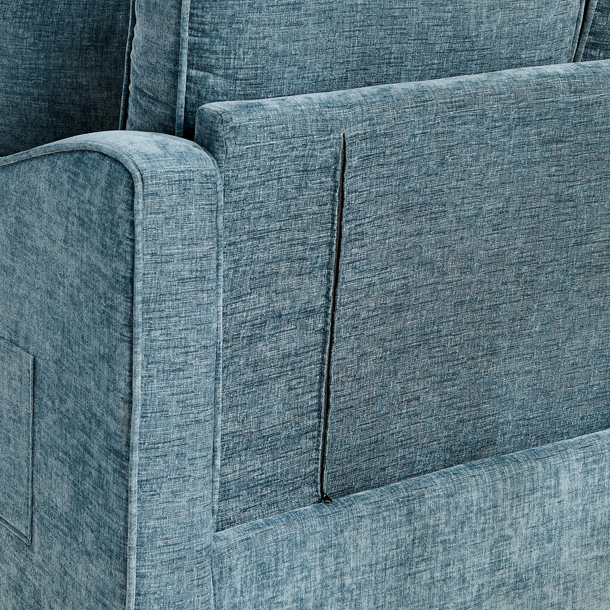 SOFA Chenille Blau mit Hocker und Schlaffunktion - Blau, Holzwerkstoff/Kunststoff (132/93/129cm) - WISHDOR