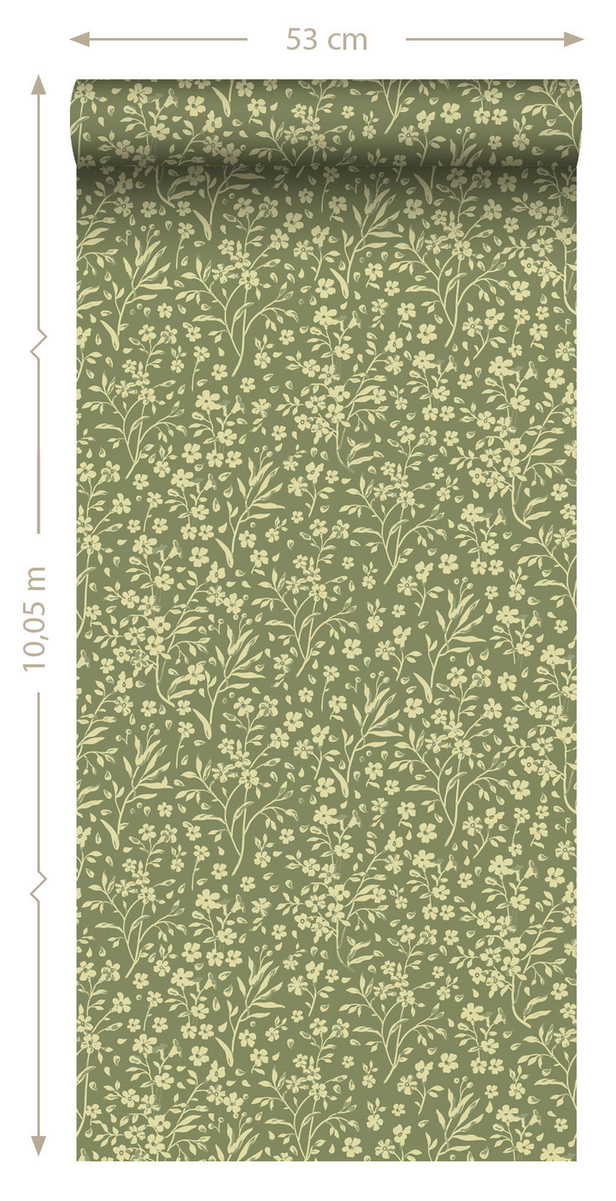 TAPETE Blumen 50 x 900 cm - Grün, Papier (50/900cm) - ESTAhome