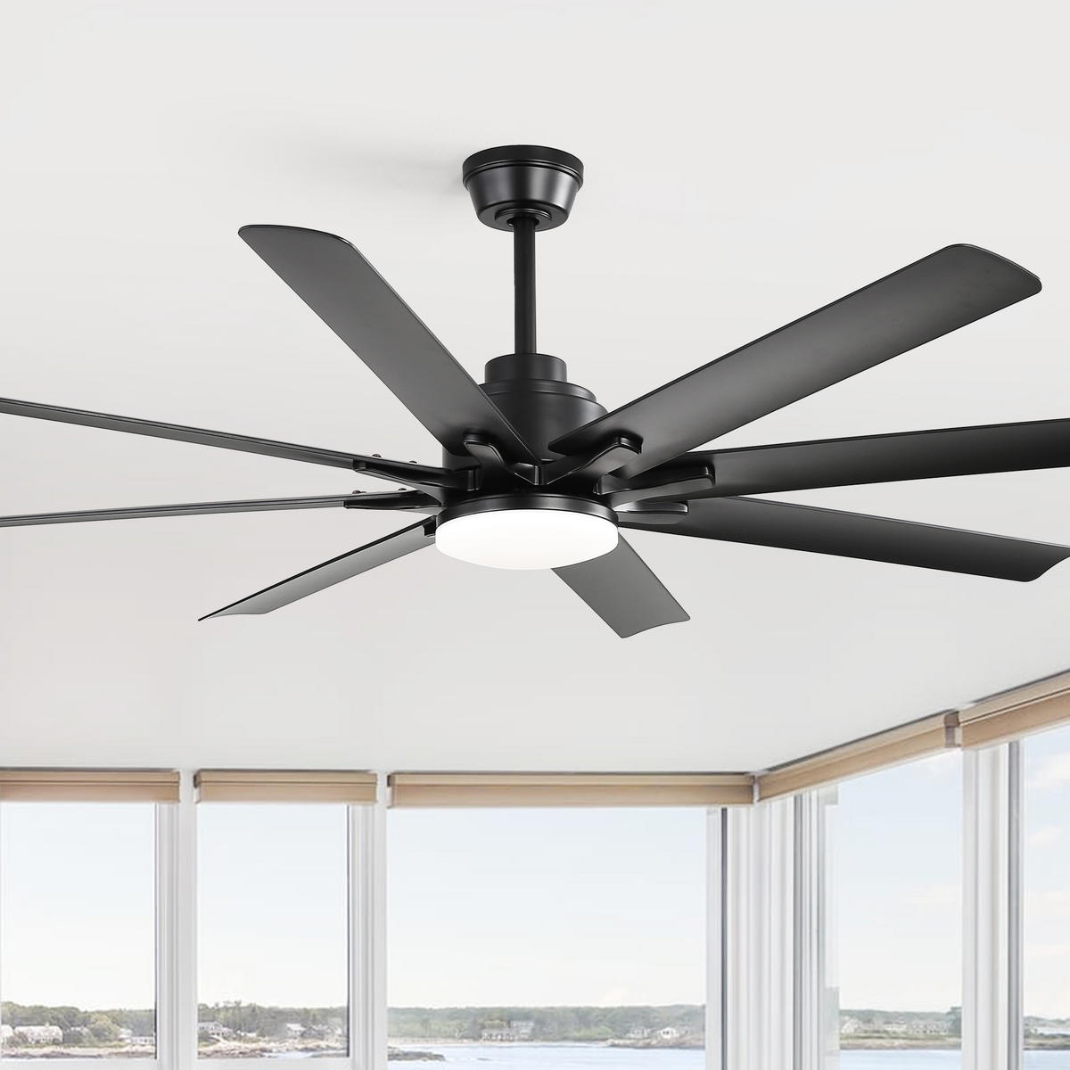 DECKENVENTILATOR DE-16201 52 Zoll mit 8 ABS-Flügeln & Fernbedienung - Schwarz, Kunststoff/Metall (132.08/132.08/26.8cm) - ComfortXL