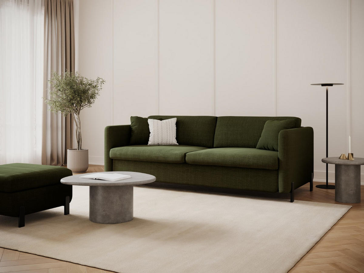SOFA ausklappbar Gloria aus strukturiertem Stoff grün 3 Sitzplätze - Grün, Textil (102/80/202cm) - Micadoni