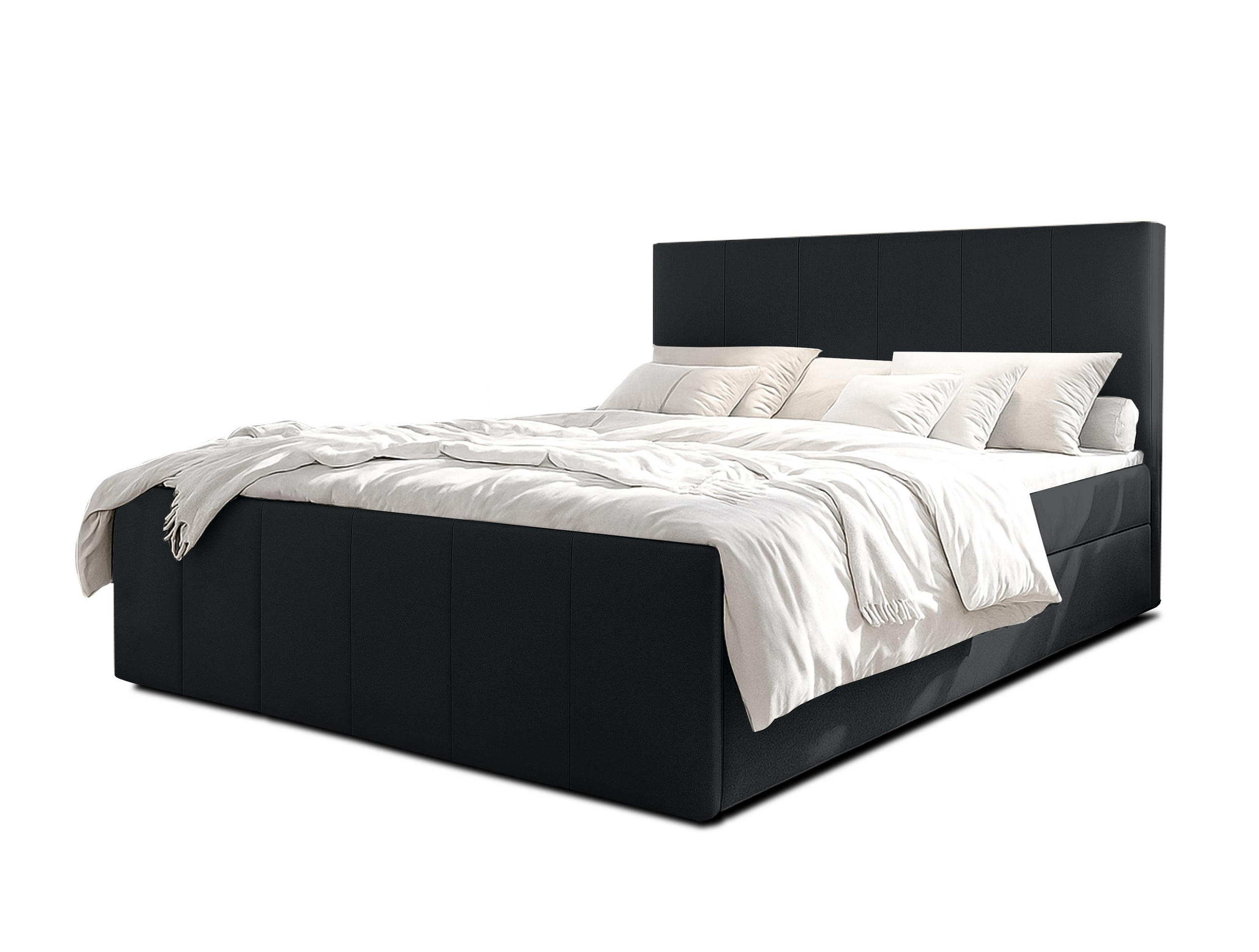 BOXBETT LEVENTE 140x200 cm mit Bettkasten und Matratze - Schwarz - Schwarz, Holz/Holzwerkstoff (140/200cm) - AX Living