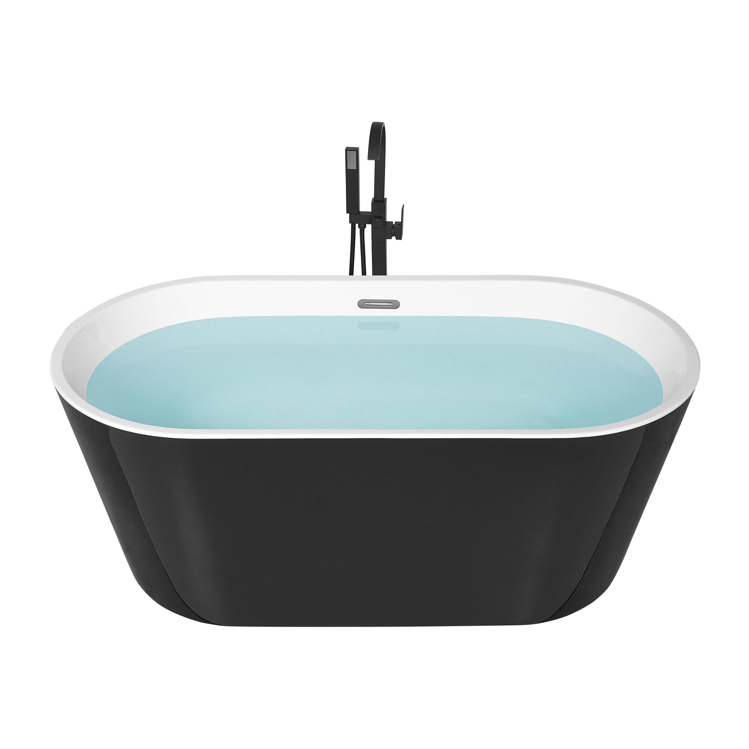 BADEWANNE FREISTEHEND 75x150x58 cm schwarz Havana - Schwarz, Kunststoff (75/58/150cm) - Beliani