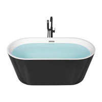 BADEWANNE FREISTEHEND 75x150x58 cm schwarz Havana - Schwarz, Kunststoff (75/58/150cm) - Beliani