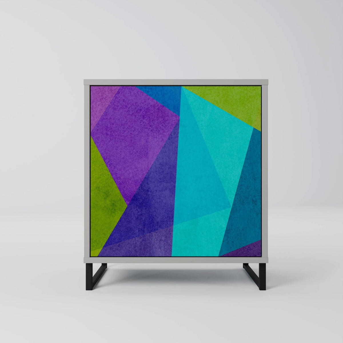 SIDEBOARD COLD SHOWCASE, Grau, 57,5x42x77,5 cm, Schräge Buchenholzfüße - Buchefarben/Multicolor, Holzwerkstoff/Buchenholz (57.5/77.5/42cm) - SpaceRebels
