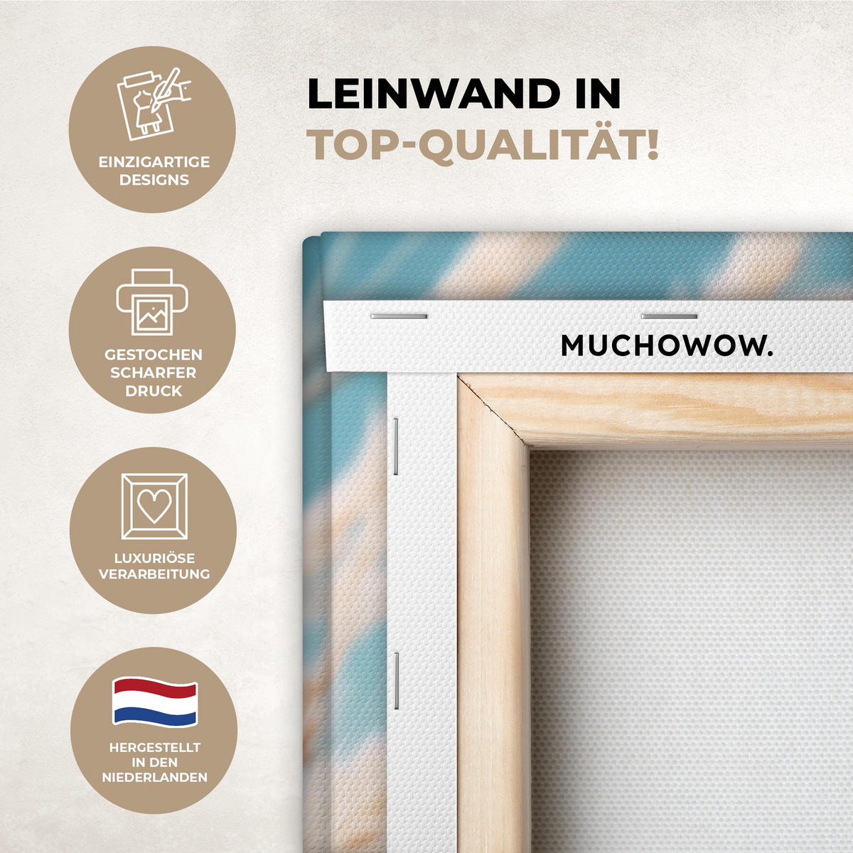 LEINWANDBILD Ziergras - Wind - Hellbraun Wandbilder 80x60 cm - Hellblau, Textil (80/60cm) - MuchoWow