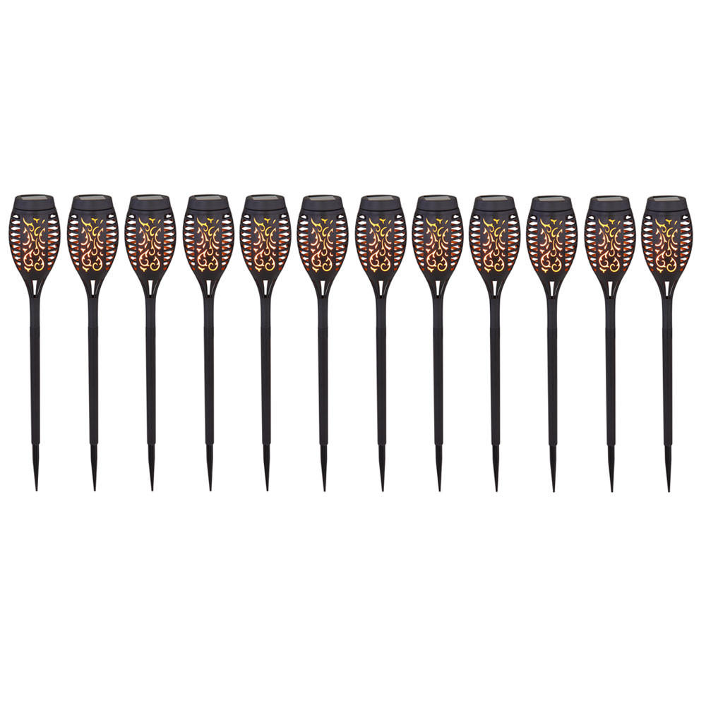 LED AUSSENLEUCHTE Feuereffekt Schwarz 12er Set - Schwarz, Kunststoff (7.5/7.5/51cm) - Globo Lighting