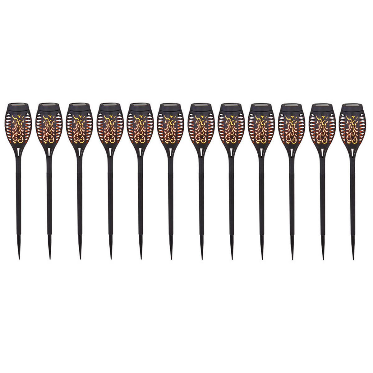 LED AUSSENLEUCHTE Feuereffekt Schwarz 12er Set - Schwarz, Kunststoff (7.5/7.5/51cm) - Globo Lighting
