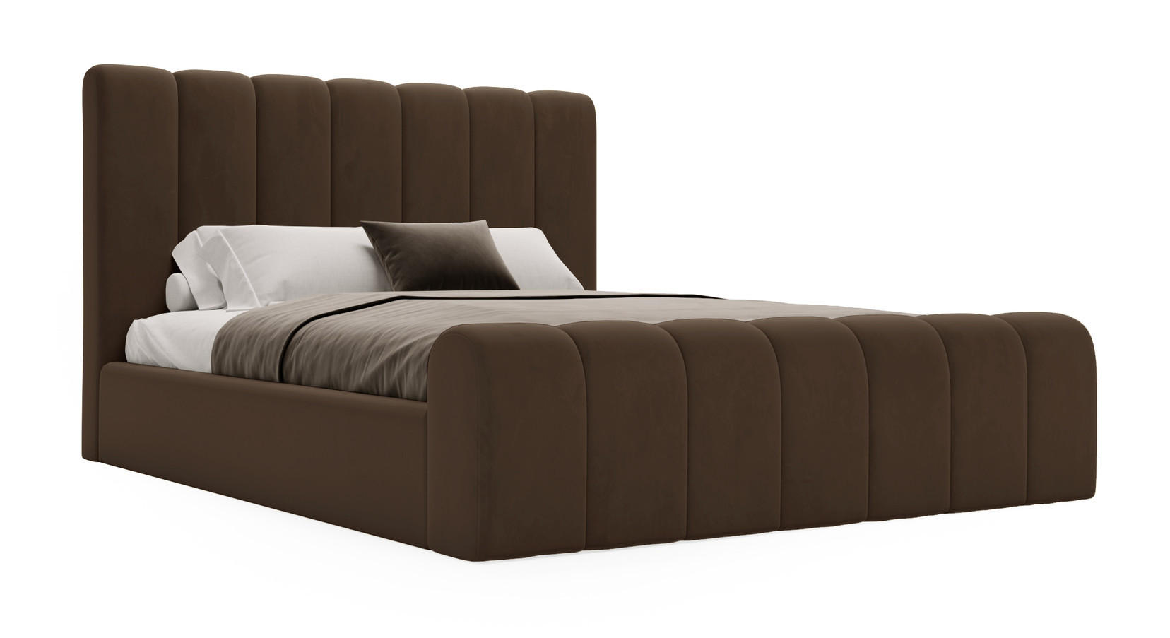 DOPPELBETT 160x200 Valetta mit Bettkasten, Velvet Braun - Braun, Holz/Textil (160/200cm) - Emporius