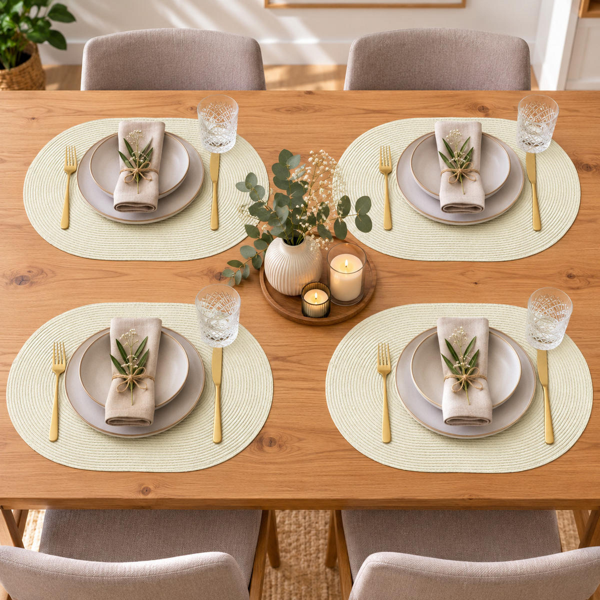 PLATZSET 4er Set Polypro Ecru 45/30 cm - Ecru, Kunststoff (30/45cm) - TiborTex