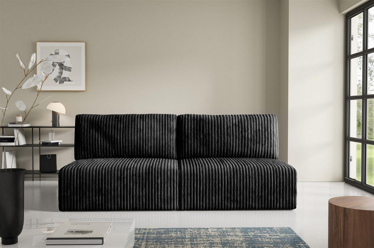 SCHLAFSOFA Natalia Xs - Schwarz, Holzwerkstoff/Textil (216/85/105cm) - Fun Möbel
