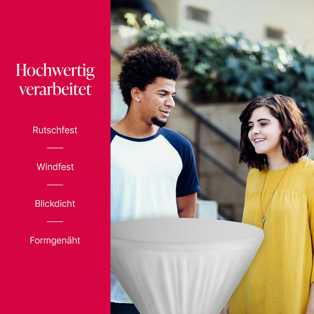 STEHTISCHHUSSE ( Cotton White ) - Ø60 cm x 145 cm - Spandex Stretch ( Öko-Tex ) Stehtisch Husse für Gastro, Hochzeit, Events, Geburtstag - Champagner, Textil (60/145cm) - Bestlivings
