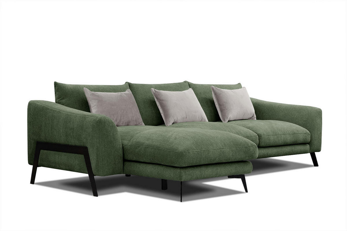ECKSOFA WINTER 4-Sitzer, dunkelgrün - Dunkelgrün/Schwarz, Holzwerkstoff/Textil (158/269cm) - Courtois Laville