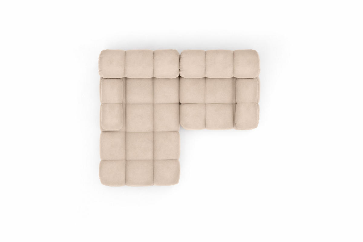 ECKSOFA L-form Mini Modular, Veloursstoff Salvador, Beige, Links, Selia - Creme, Holz (190/160cm) - Kaiser Möbel