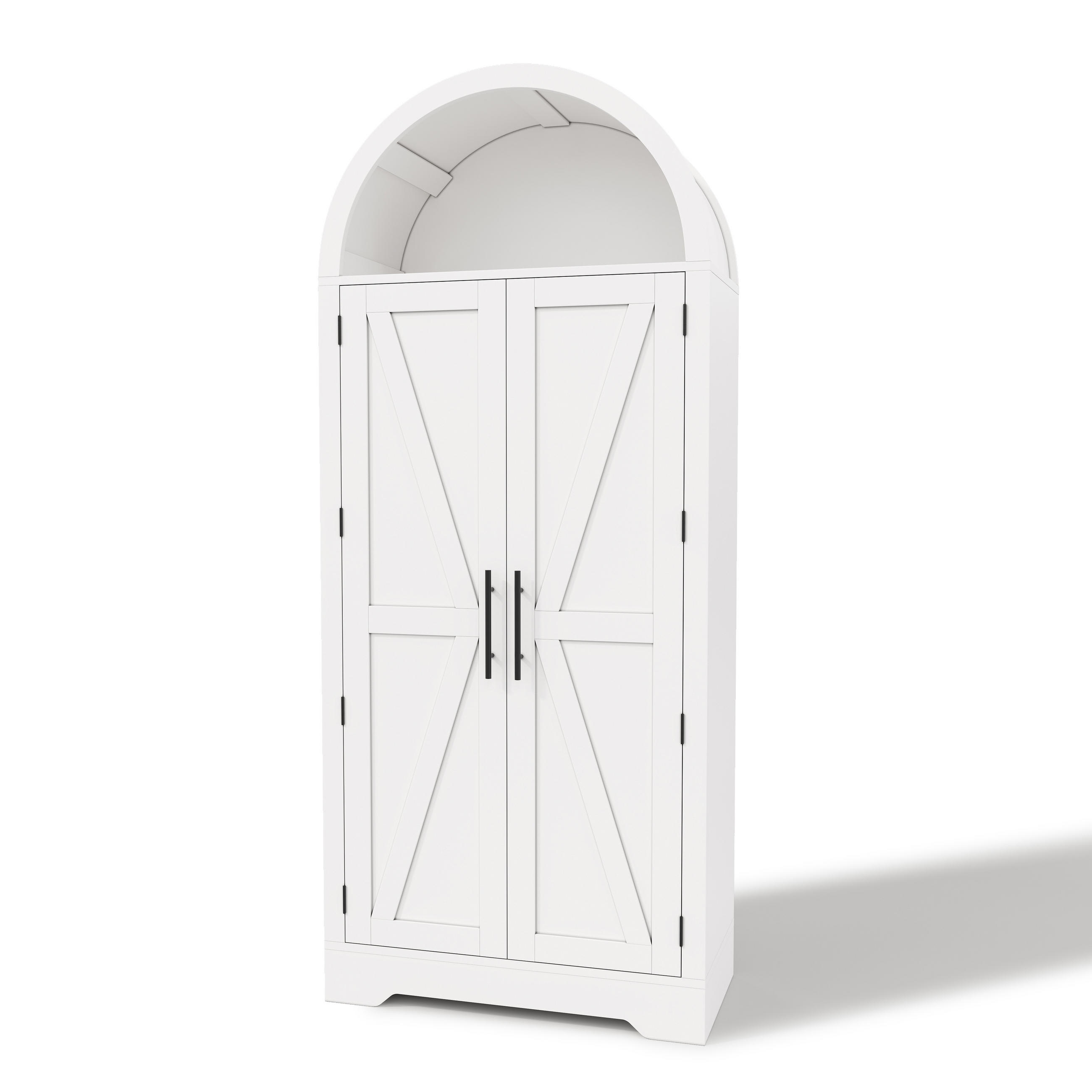 HIGHBOARD DE-38686 75/35/170 cm Bogendesign und Vitrine Weiß - Weiß, Holzwerkstoff (70/170/35cm) - ComfortXL