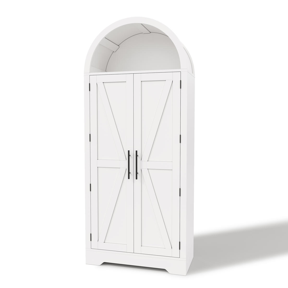 MEHRZWECKSCHRANK in Weiß mit Ablage und offenem Oberteil für Küche und Wohnzimmer, B70/T35/H170 cm - Weiß, Holzwerkstoff (70/170/35cm) - STILVORA