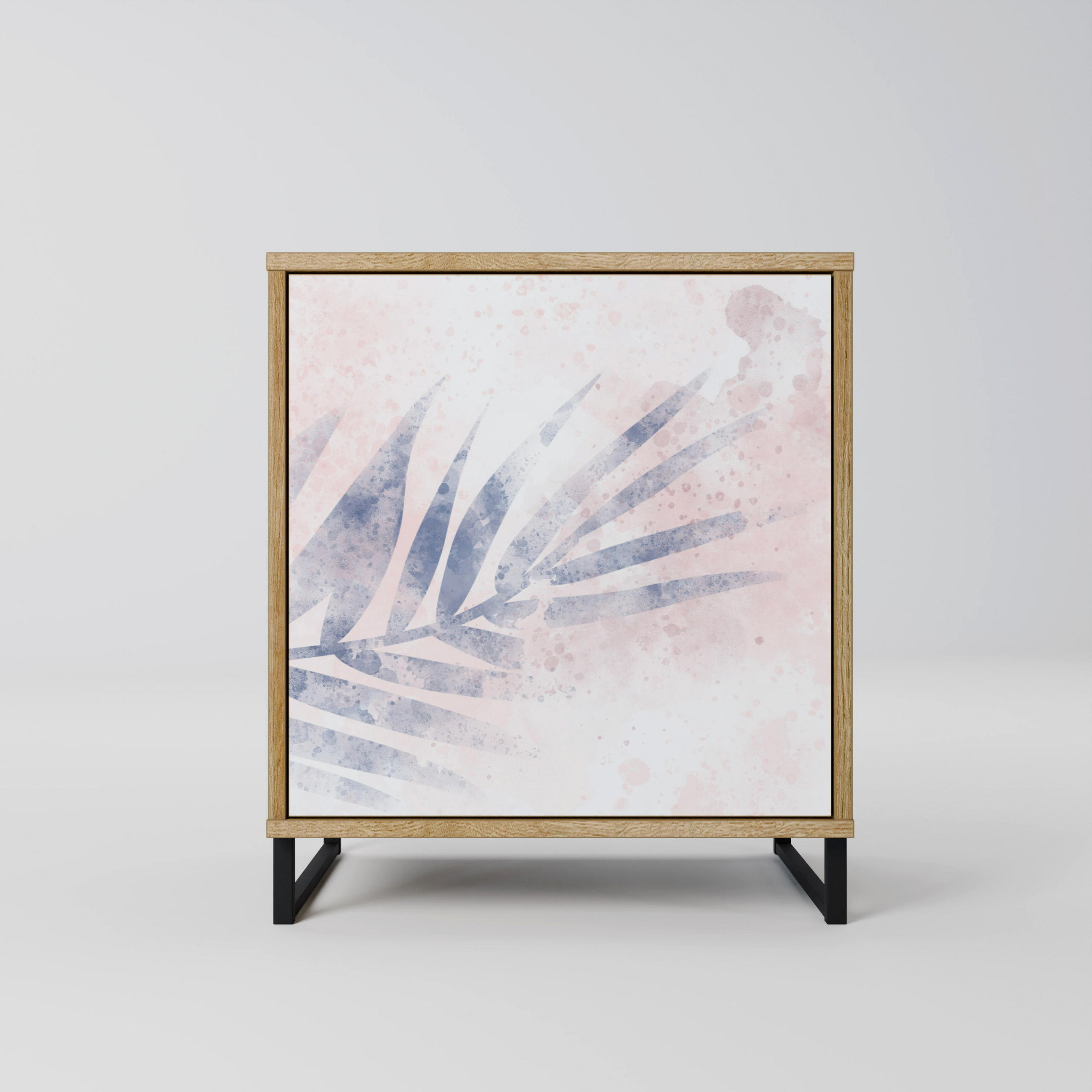 SIDEBOARD TIMELESS FLOAT, Eichefarben, 57,5x42x67,5 cm, Schwarze Metall-Rahmenfüße - Eichefarben/Multicolor, Holzwerkstoff/Metall (57.5/67.5/42cm) - SpaceRebels