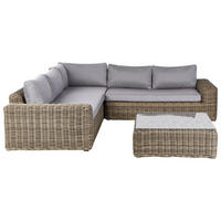 LOUNGE-SET 6-Sitzer PE Rattan Hellbraun Palermo - Braun/Grau, Kunststoff - Beliani