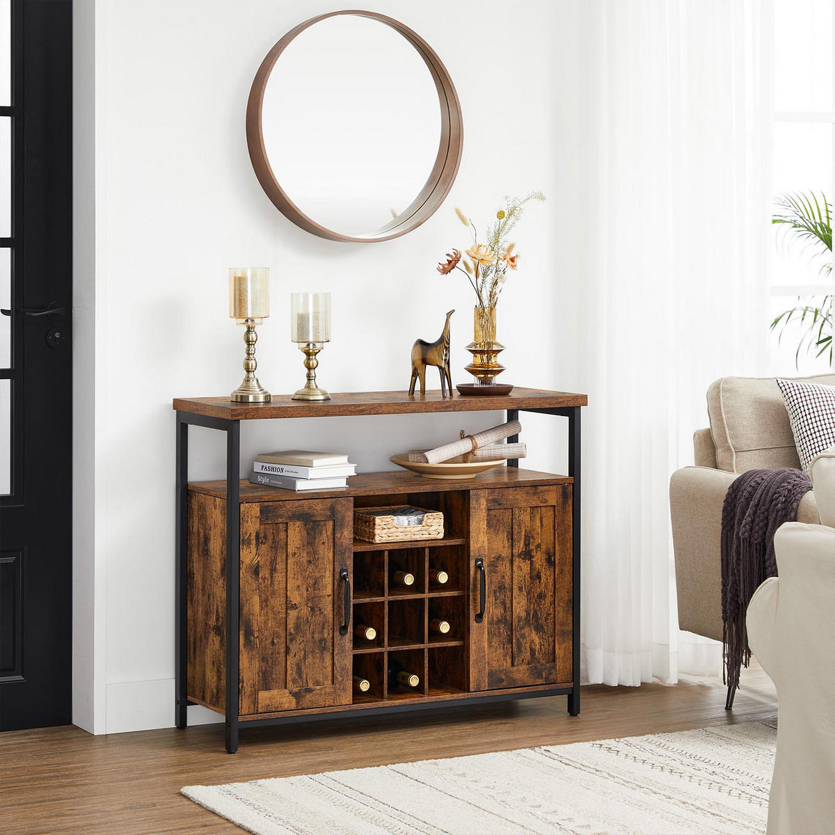 SIDEBOARD - Braun, Holzwerkstoff (35/82/100cm) - Hansiro