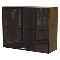 KÜCHENHÄNGESCHRANK Essen W8B/90-AV Schwarz Hochglanz / Eiche Artisan Matt 90 / 32,5 / 72cm - Schwarz Hochglanz/Schwarz, Holz/Holzwerkstoff (90/72/32.5cm) - Feldmann-Wohnen