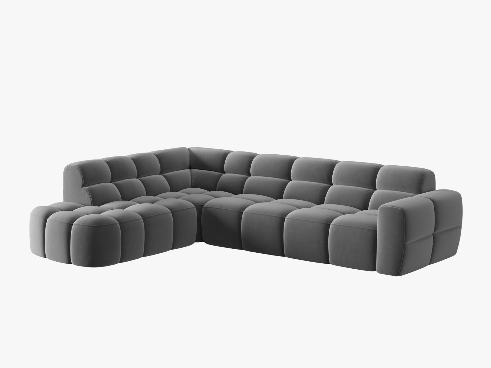 ECKSOFA links Lisa aus Samt hellgrau 5 Sitzplätze - Hellgrau, Textil (234/293cm) - Micadoni