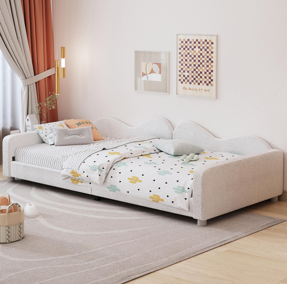 POLSTERBETT 90/200 cm mit gepolstertem Kopfteil in Weiß - Weiß, Textil (90/200cm) - BEAOK