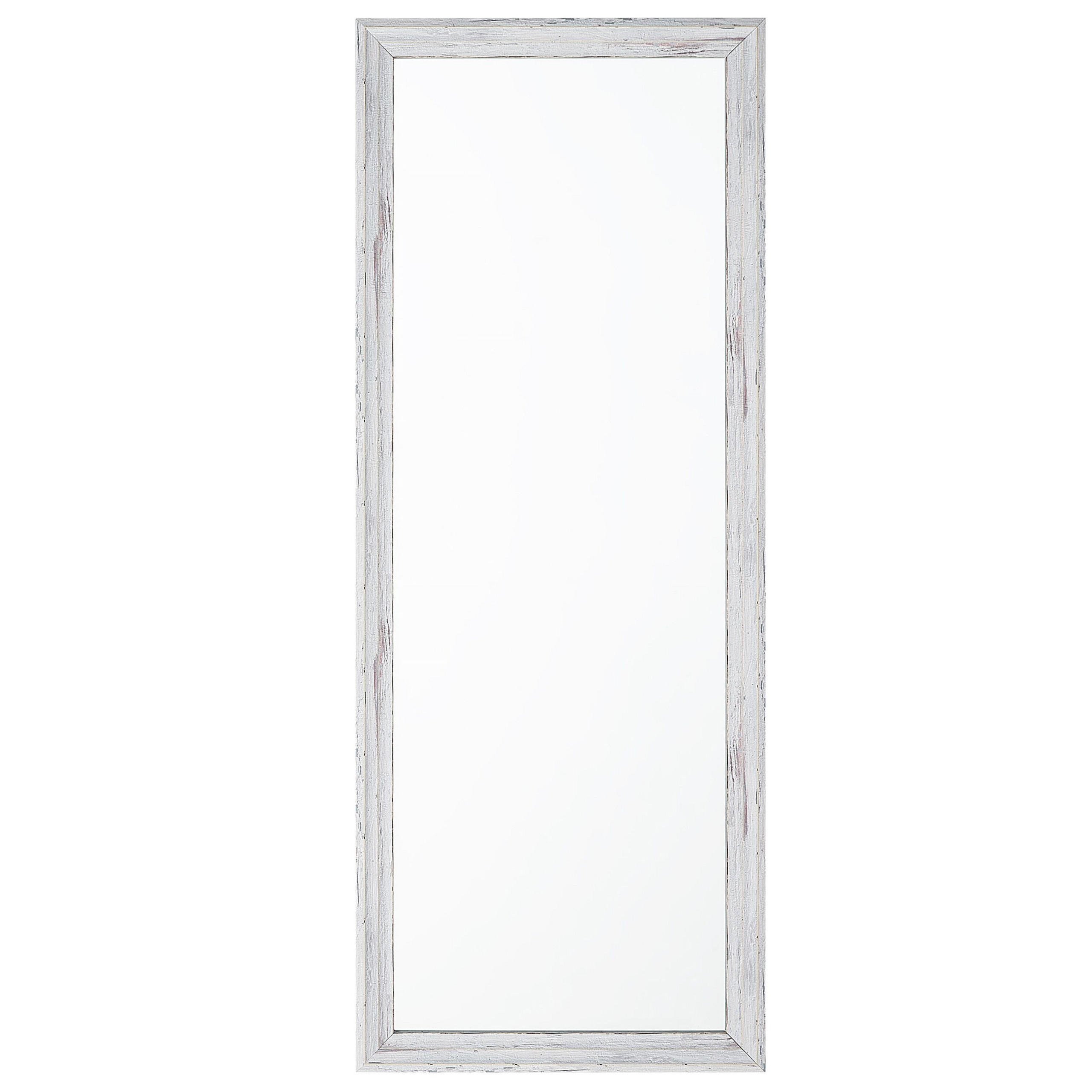 WANDSPIEGEL weiß/Holzoptik rechteckig 50/130 cm Benon - Weiß/Grau, Kunststoff (50/130/3cm) - Beliani