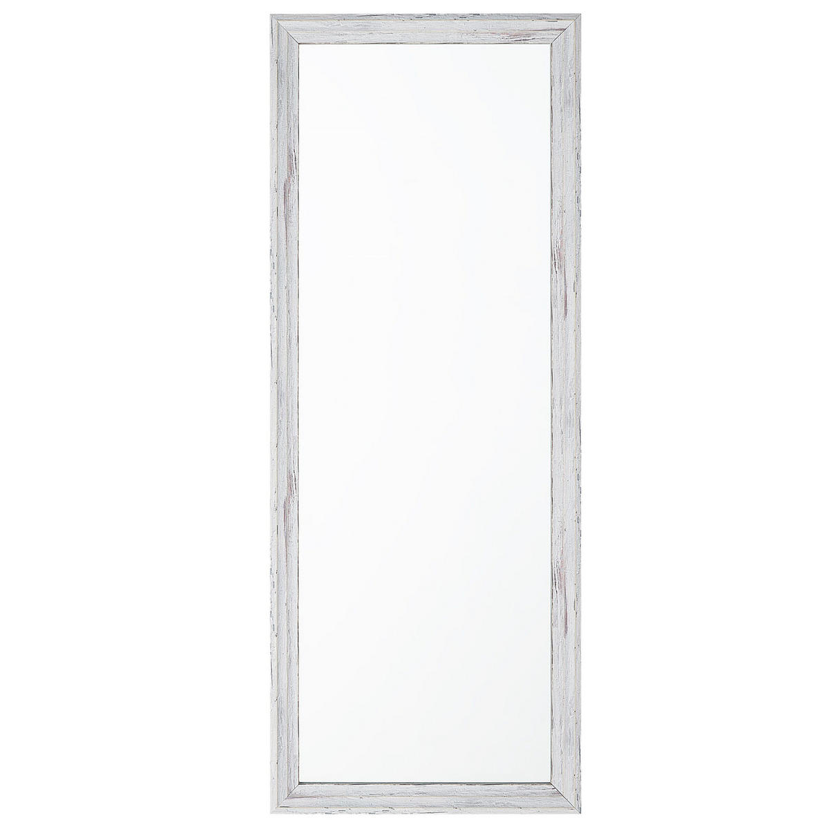 WANDSPIEGEL weiß/Holzoptik rechteckig 50/130 cm Benon - Weiß/Grau, Kunststoff (50/130/3cm) - Beliani