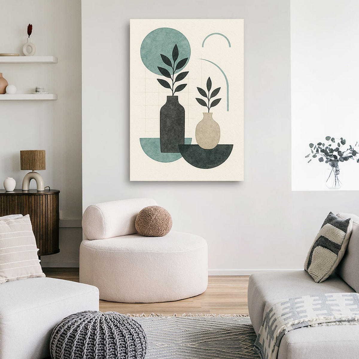 LEINWANDBILD Abstraktion 70x100cm - Beige, Textil (70/100cm) - Feeby