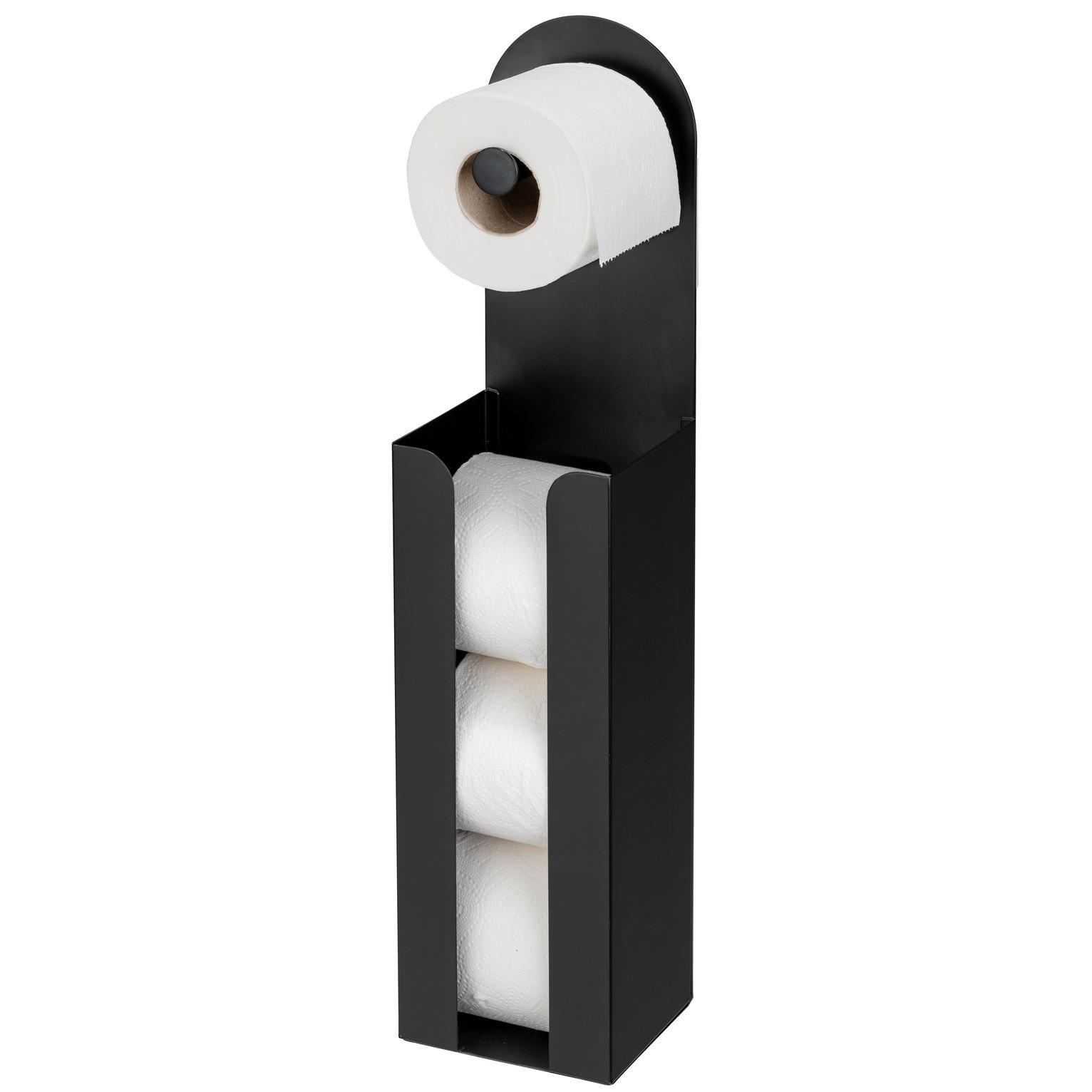 TOILETTENPAPIERSTÄNDER mit Griff 2-in-1 Agira 12/11/54 cm - Schwarz, Metall (11/54/12cm) - Wenko