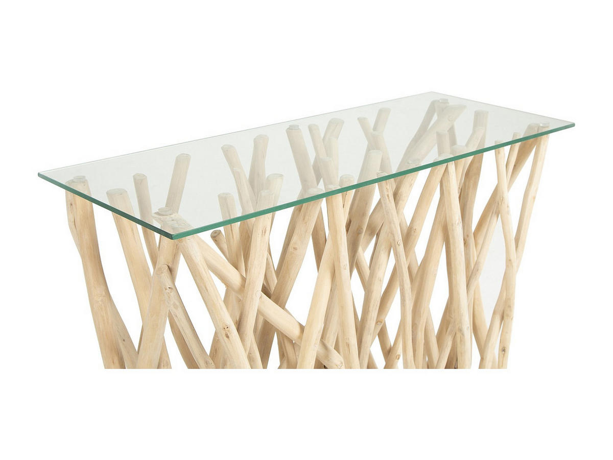 KONSOLENTISCH - 92 cm x 35 cm - holz - naturfarben hell Gayana - Naturfarben, Glas/Holz (35/92/91.5cm) - Vente-Unique