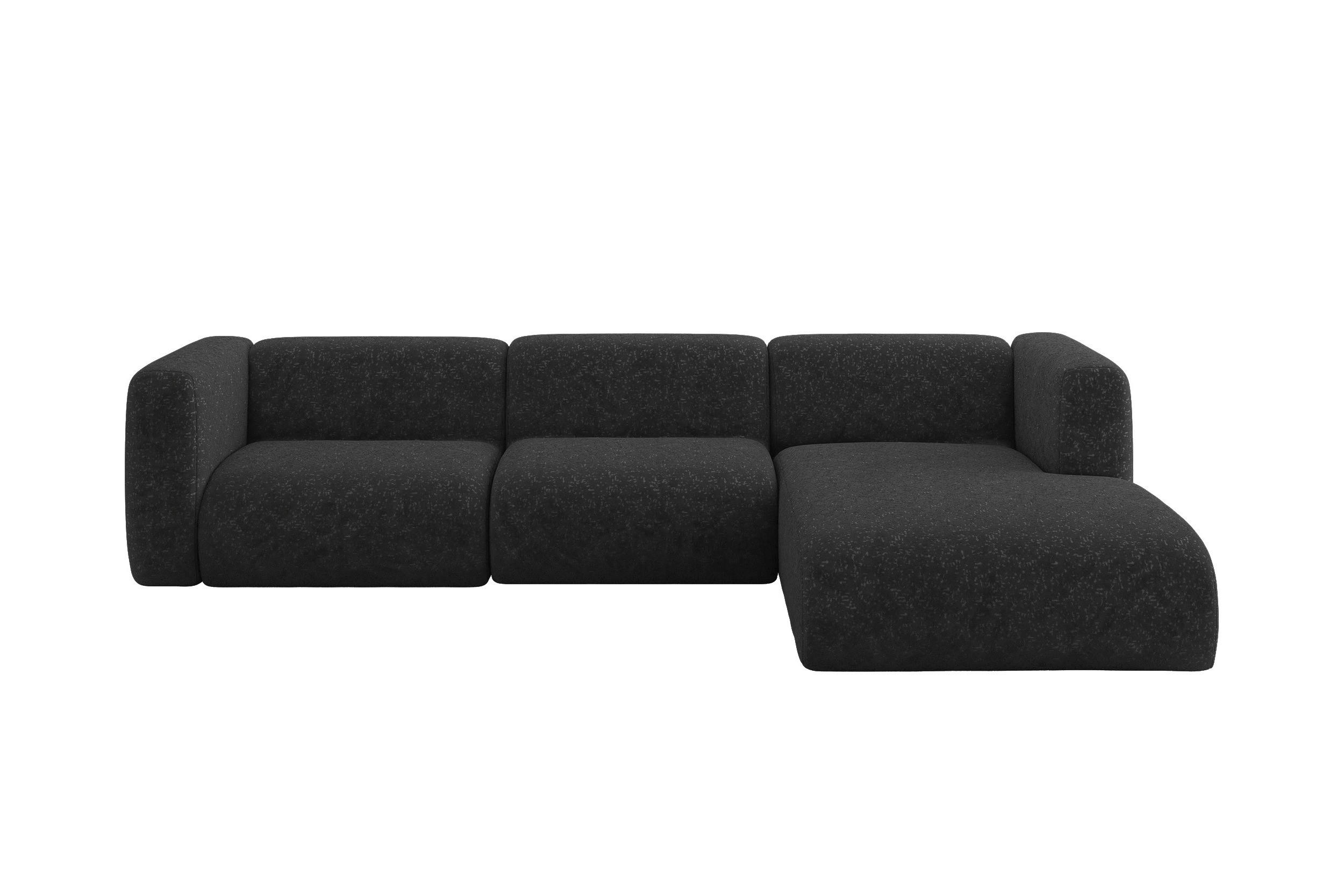 ECKSOFA Ottomane Rechts MIRA-L2 318x179x89 Schwarz Velours - Schwarz, Holzwerkstoff/Kunststoff (318/179cm) - ALTDECOR