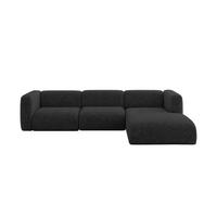 ECKSOFA Ottomane Rechts MIRA-L2 318x179x89 Schwarz Velours - Schwarz, Holzwerkstoff/Kunststoff (318/179cm) - ALTDECOR