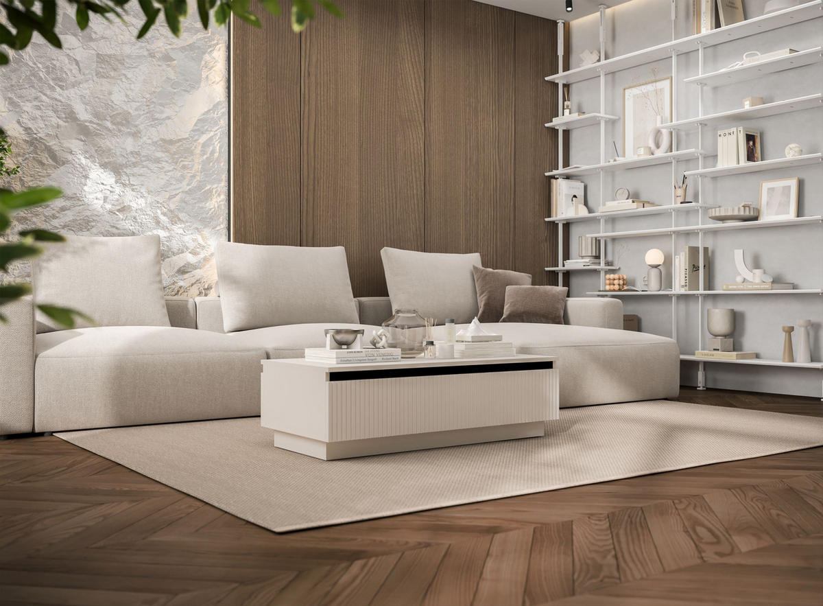 COUCHTISCH Selene Kaschmir matt 109 cm mit Sockel - Kaschmir, Holzwerkstoff (50/109/32cm) - Meble Lindner