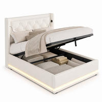 POLSTERBETT 90/200 mit Bettkasten, LED und USB in Weiß - Weiß, Holzwerkstoff/Textil (90/200cm) - EVRYAE