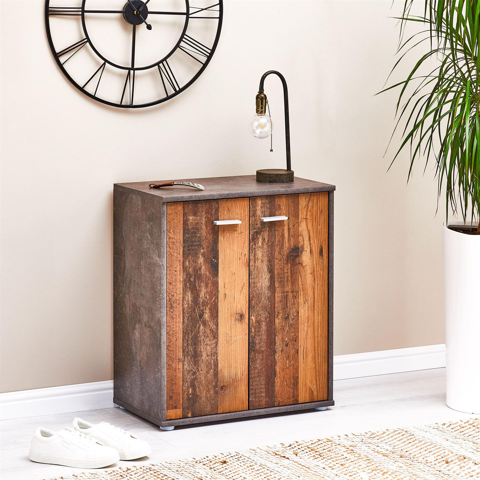 SCHUHSCHRANK LENNIS - Dunkelgrau/Dunkelbraun, Holzwerkstoff (60/70/35cm) - CARO-Möbel