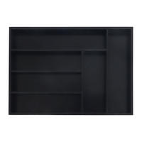 BESTECKKASTEN Bambus - Schwarz, Holz/Holzwerkstoff (35.5/5/25.5cm) - Relaxdays